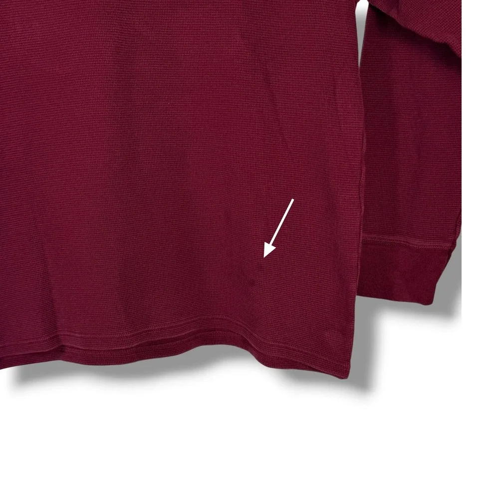 Polo Ralph Lauren Waffle Knit Thermal Top Men XL Burgundy Cotton Lounge‎ Pony